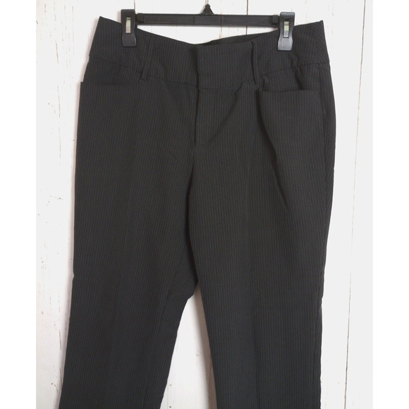 Apt 9 Women Dress Pants 10 Black Pin Striped Straight Leg - Picture 2 of 10